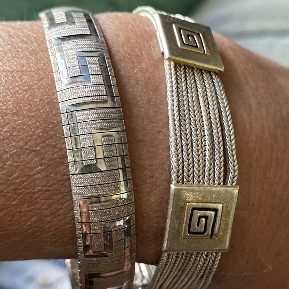925 Silver Geometric Patterned Bracelets - image 1